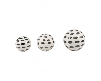 Sagebrook - 4"/5"/6" Ceramic Spotted Orbs (Set Of 3) in Black/White