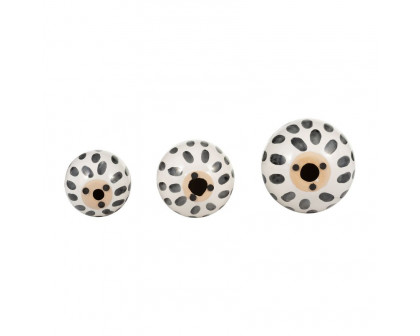 Sagebrook - 4"/5"/6" Ceramic Spotted Orbs (Set Of 3) in Black/White