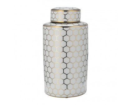 Sagebrook 16" Ceramic Honeycomb Jar With Lid