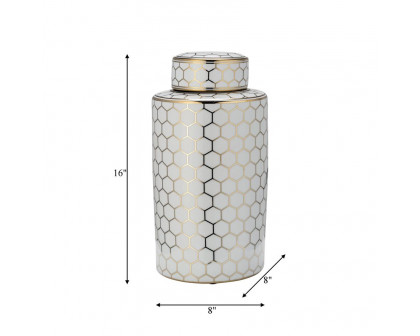 Sagebrook 16" Ceramic Honeycomb Jar With Lid - Gold