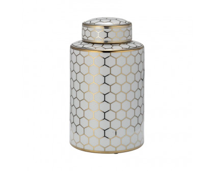 Sagebrook 16" Ceramic Honeycomb Jar With Lid