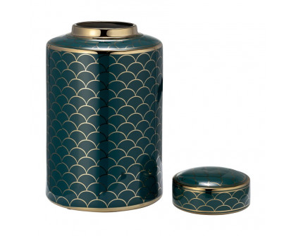 Sagebrook 12" Ceramic Crackle Jar With Lid - Gold