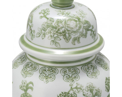 Sagebrook 14" Ceramic Temple Jar Bird/Flower - Green