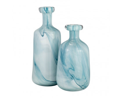 Sagebrook 12" Glass Bottle Vase - Teal