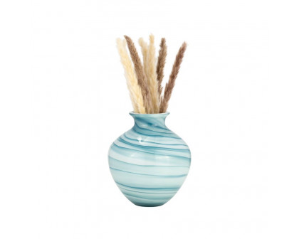 Sagebrook 10" Glass 2-tone Vase - Blue/White