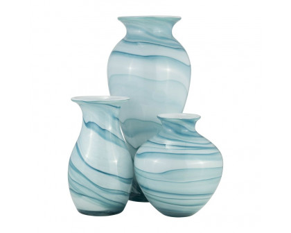 Sagebrook 10" Glass 2-tone Vase - Blue/White