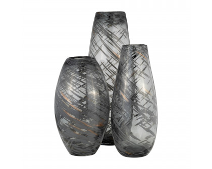 Sagebrook 13" Glass Swirl Vase - Black