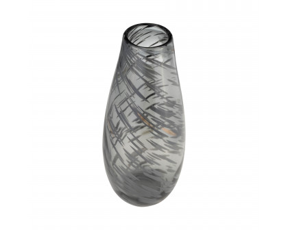 Sagebrook 15" Glass Swirl Vase - Black