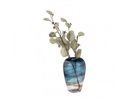 Sagebrook 9" Glass Swirl Vase - Blue