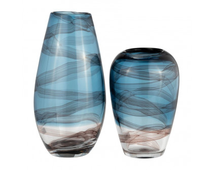 Sagebrook 9" Glass Swirl Vase - Blue