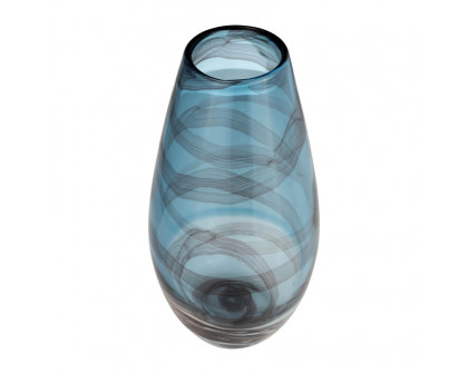 Sagebrook 13" Glass Swirl Vase - Blue