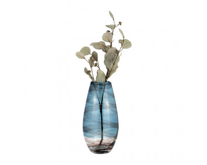 Sagebrook 13" Glass Swirl Vase - Blue