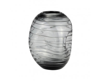 Sagebrook 8" Glass Pinched Vase - Smoke