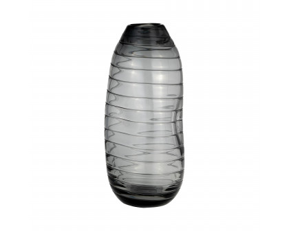 Sagebrook 12" Glass Pinched Vase - Smoke