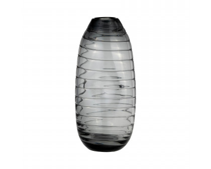 Sagebrook 12" Glass Pinched Vase - Smoke