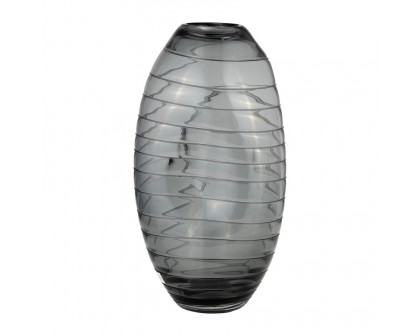 Sagebrook 14" Glass Pinched Vase - Smoke