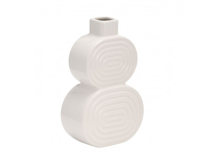 Sagebrook 10" Ceramic Stacked Circles Vase - White