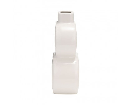 Sagebrook 10" Ceramic Stacked Circles Vase - White