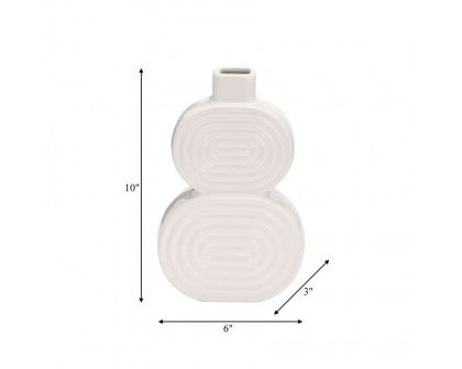 Sagebrook 10" Ceramic Stacked Circles Vase - White