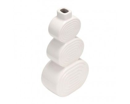 Sagebrook™ 12" Ceramic Stacked Circles Vase - White