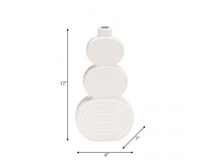 Sagebrook™ 12" Ceramic Stacked Circles Vase - White