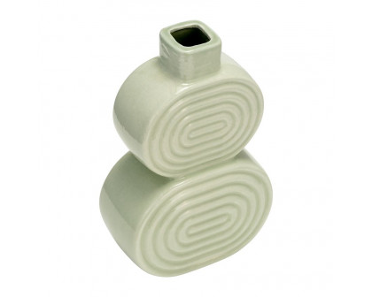 Sagebrook™ 10" Ceramic Stacked Circles Vase - Cucumber