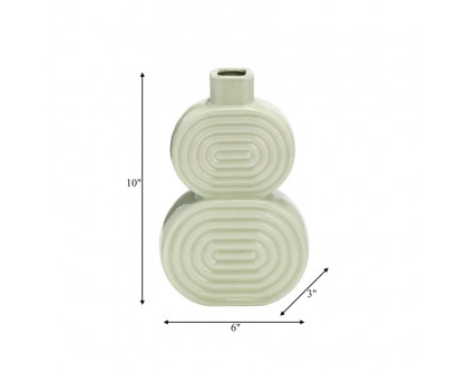 Sagebrook™ 10" Ceramic Stacked Circles Vase - Cucumber