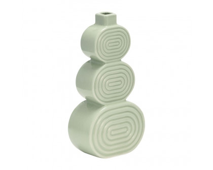 Sagebrook 12" Ceramic Stacked Circles Vase - Cucumber