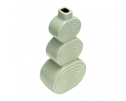 Sagebrook 12" Ceramic Stacked Circles Vase - Cucumber