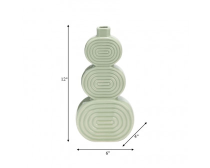 Sagebrook 12" Ceramic Stacked Circles Vase - Cucumber