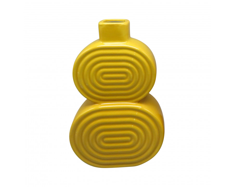 Sagebrook 10" Ceramic Stacked Circles Vase - Mustard Gold