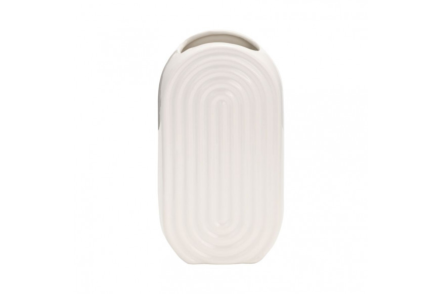 Sagebrook™ 9" Ceramic Oval Ridged Vase - White