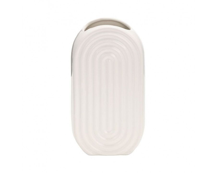 Sagebrook 9" Ceramic Oval Ridged Vase - White