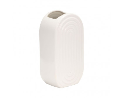 Sagebrook™ 9" Ceramic Oval Ridged Vase - White