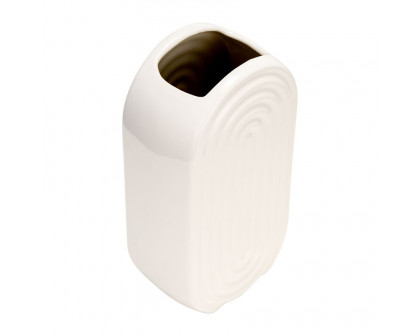 Sagebrook™ 9" Ceramic Oval Ridged Vase - White