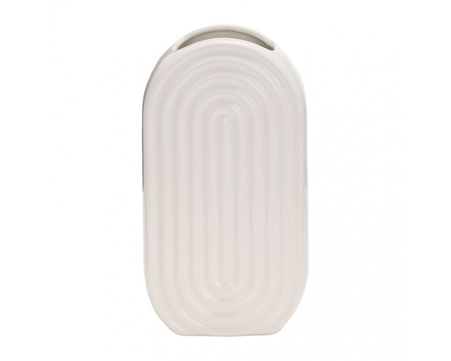 Sagebrook 11" Ceramic Oval Ridged Vase - White