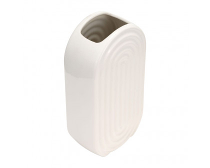 Sagebrook 11" Ceramic Oval Ridged Vase - White