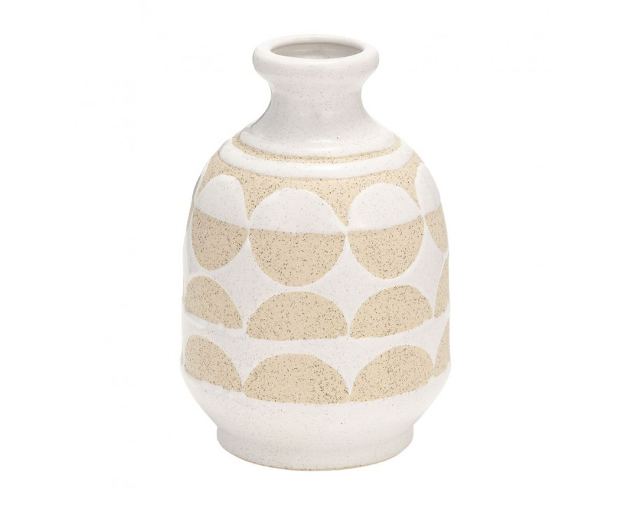 Sagebrook 10" Ceramic Half Circles Vase - Ivory