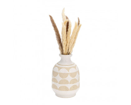 Sagebrook™ 10" Ceramic Half Circles Vase - Ivory