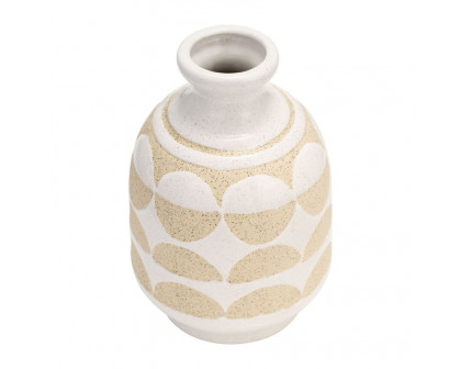 Sagebrook™ 10" Ceramic Half Circles Vase - Ivory