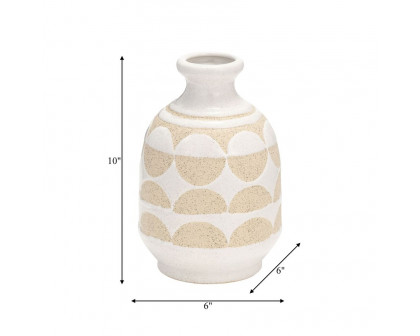 Sagebrook™ 10" Ceramic Half Circles Vase - Ivory