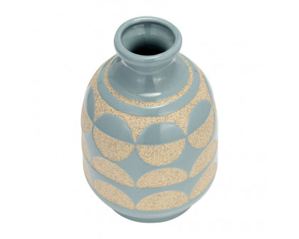 Sagebrook™ 10" Ceramic Half Circles Vase - Cameo Blue