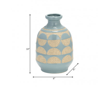 Sagebrook™ 10" Ceramic Half Circles Vase - Cameo Blue