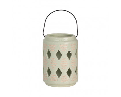 Sagebrook 6" Ceramic Diamond Cut Out Lantern