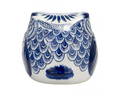 Sagebrook 5" Ceramic Chinoiserie Owl - Blue/White