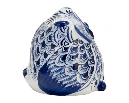 Sagebrook 6" Ceramic Chinoiserie Owl - Blue/White