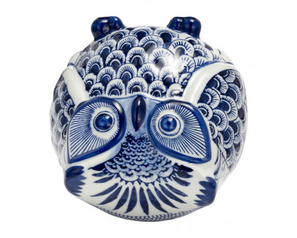 Sagebrook 6" Ceramic Chinoiserie Owl - Blue/White