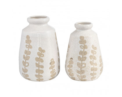 Sagebrook 8" Ceramic Botanical Vase - Ivory