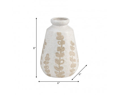 Sagebrook 8" Ceramic Botanical Vase - Ivory