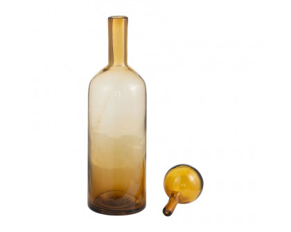 Sagebrook 20" Glass Bottle With Stopper - Amber